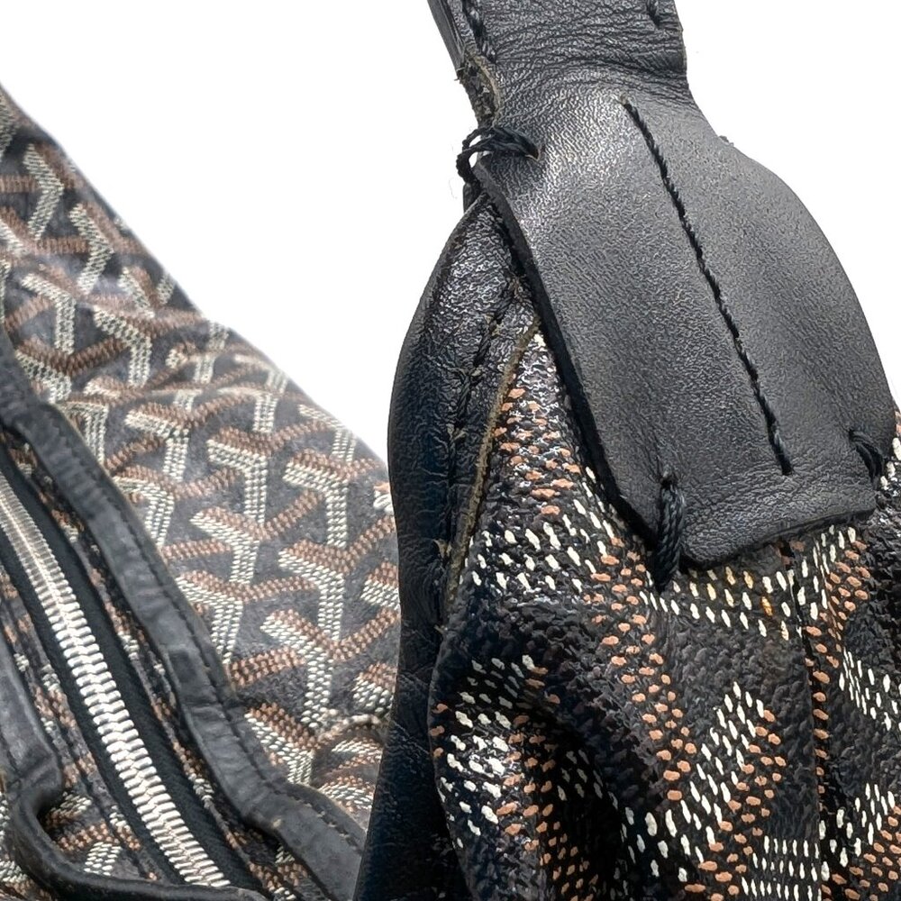 Goyard Goyardine Fidji Hobo Coated Canvas Black Leather Shoulder Bag - Picture 6 of 8